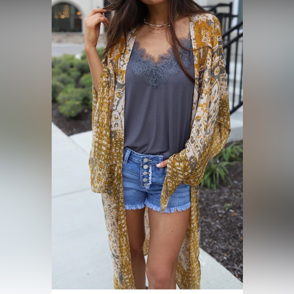 NWT AUTUMN MOON BOHEMIAN MANDALA DUSTER KIMONO one size